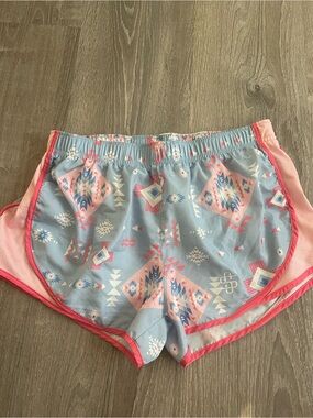 Simply Southern Light Blue and Pink Athletic Shorts